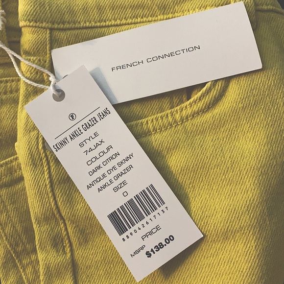 NWT French Connection Dark Citron Skinny Jeans - Picture 4 of 10